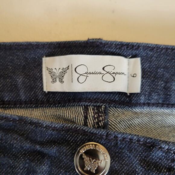 Jessica Simpson Daisy Flare Jeans Womens 6 Dark Blue Stretch High Rise Hippie - Picture 6 of 7